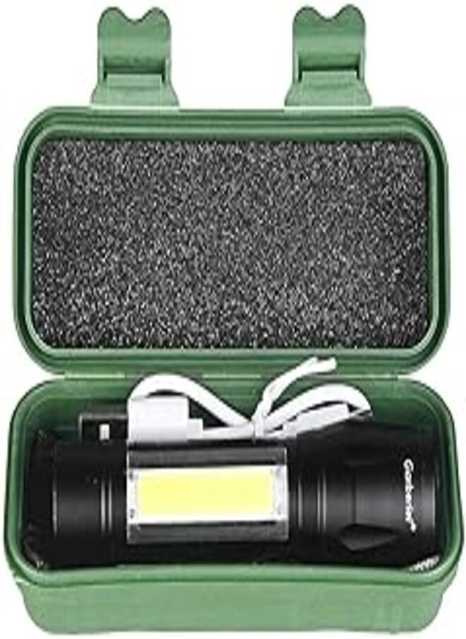 Garberiel Portable USB Rechargeable Flashlight &COB Work Light Pen Torch Lamp 