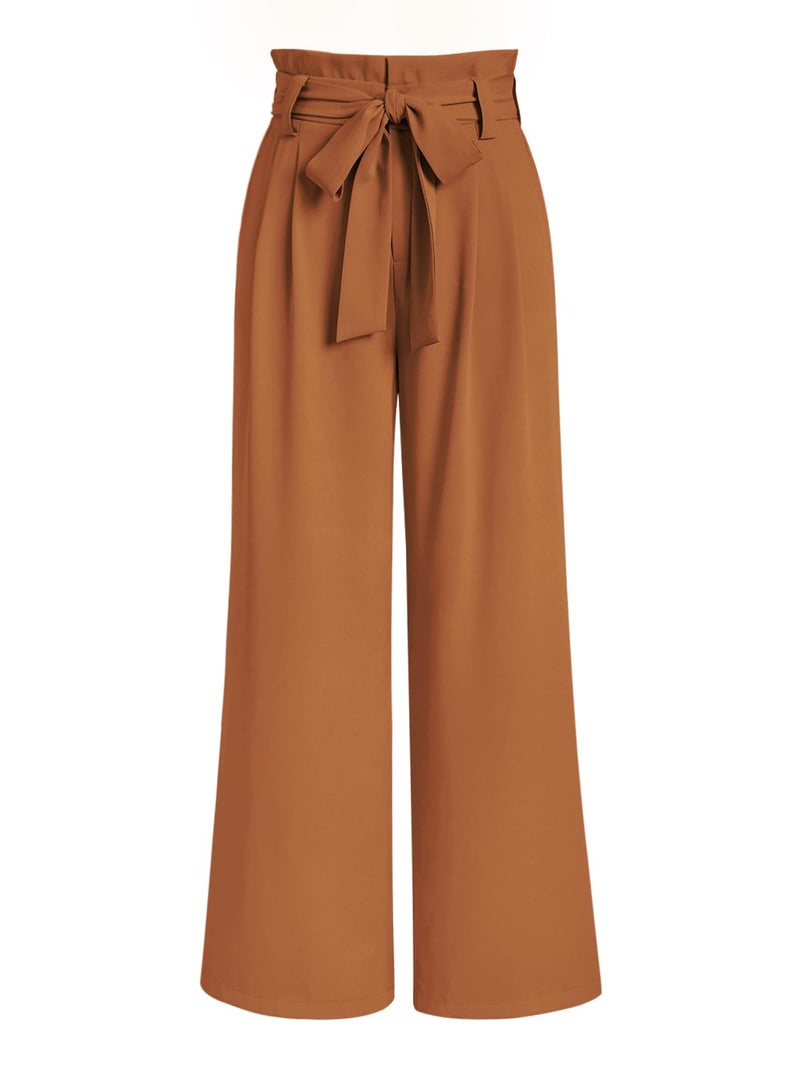 LILLUSORY Wide Leg Dress Work Pants Womens Petite Palazzo Spring Summer 2026 Flowy Trousers Slacks High Waisted Business Dressy Casual Outfits Clothes Office Cute Teacher Clothing Brown L - Image 1