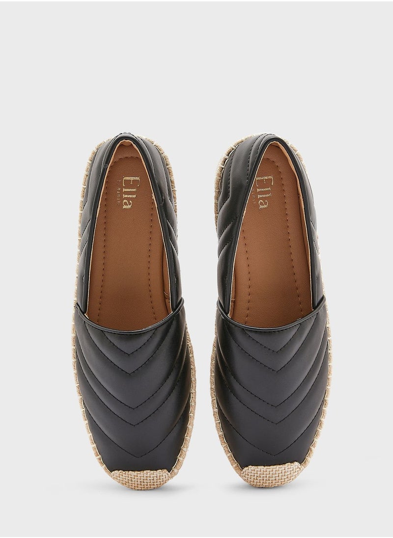 ELLA - Zig Zag Quilted Flat Espadrille - Image 1