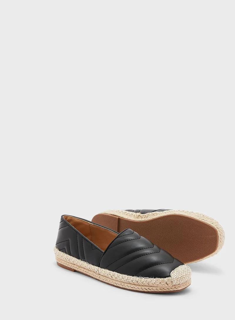 ELLA Black Zig Zag Quilted Flat Espadrille for Women | Best Price UAE