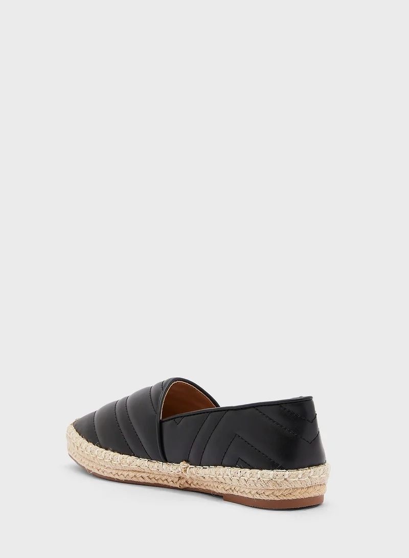 ELLA Black Zig Zag Quilted Flat Espadrille for Women | Best Price UAE
