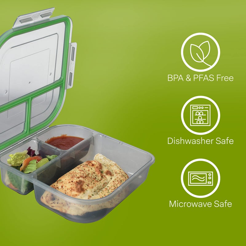 MyGo Container Large To-Go Single Compartment Container  9""x 9"" x 2-1/2""  Reusable  Microwave Safe  NSF Certified  Smoke/Green - Image 3