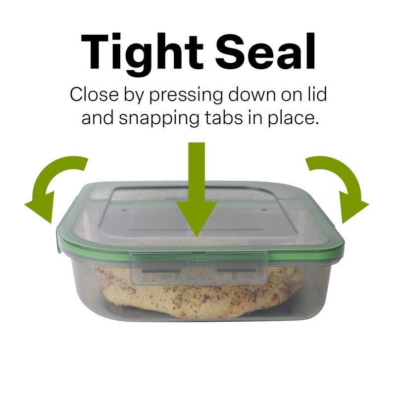 MyGo Container Large To-Go Single Compartment Container  9""x 9"" x 2-1/2""  Reusable  Microwave Safe  NSF Certified  Smoke/Green - Image 2