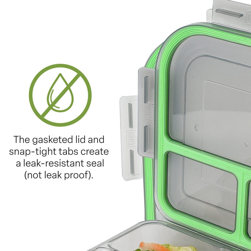 MyGo Container Large To-Go Single Compartment Container  9""x 9"" x 2-1/2""  Reusable  Microwave Safe  NSF Certified  Smoke/Green - Image 4