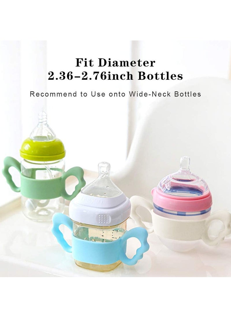 SOLARAE Baby Bottle Handles, Silicone WideNeck Handle for NUK/ Avent/ Dr Browns/ Hegen Bottle and Other Dia 67cm WideNeck Baby Bottle, for Baby Gripping (4 Pack) - Image 3