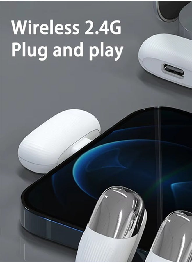 Occuwzz Wireless lavalier microphone, noise reduction recording, long battery life, one for two, with charging compartment, wireless lavalier microphone (Type-C version)White  - Image 2