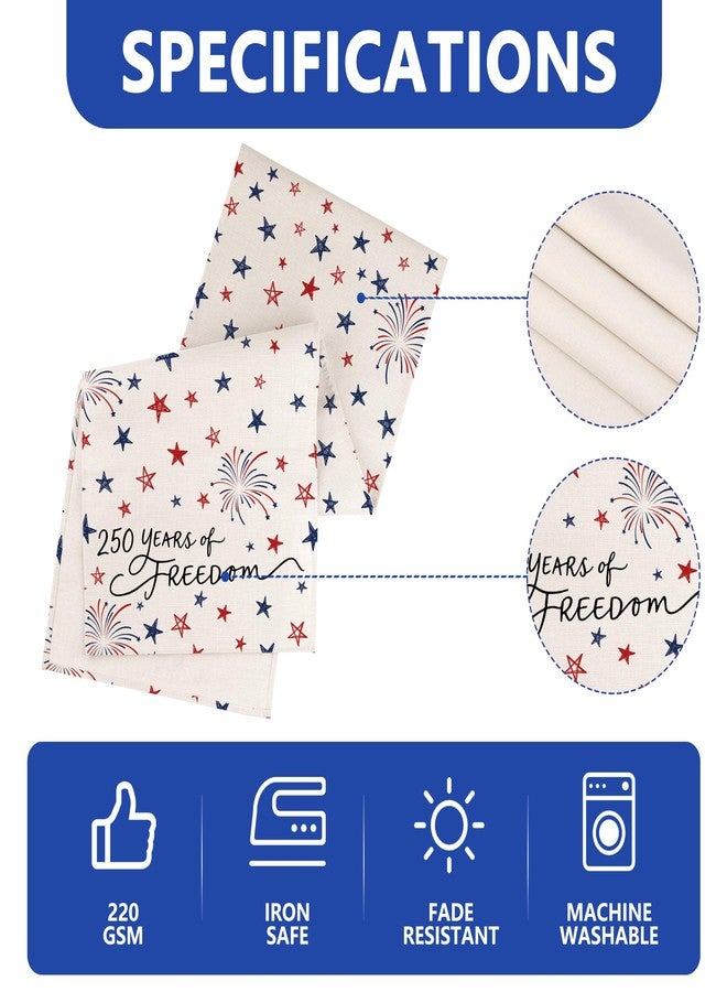 Siilues 4th of July Table Runner, 250 Anniversary America Table Runner USA Memorial Day Patriotic Decorations Freedom Blue Red Stars 250th Anniversary Merchandise Home Party Decor Table Decorations 13x60 Inch - Image 5