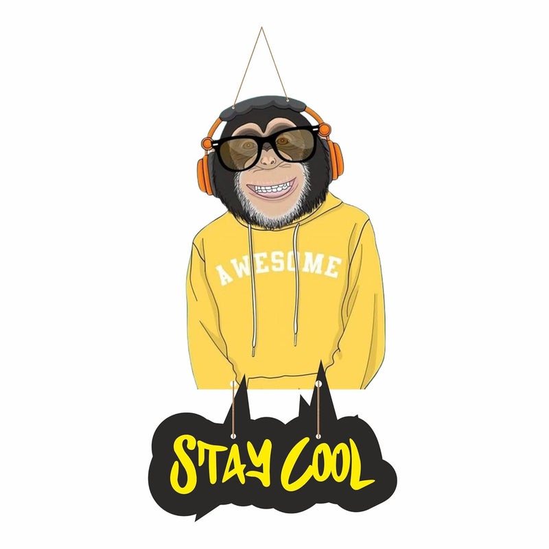 Art Monk Stay Cool Wall hangings for Home Decoration Door Hanging Decorative Items for Home Home Decor Items for Office Living Room - Image 1