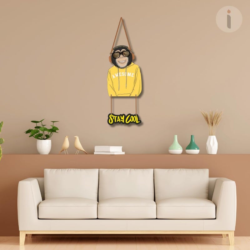 Art Monk Stay Cool Wall hangings for Home Decoration Door Hanging Decorative Items for Home Home Decor Items for Office Living Room - Image 3