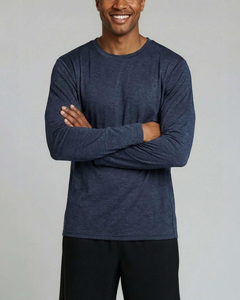 REALESSENTIALS Real Essentials 4 Pack: Mens Long Sleeve Dry Fit T Shirts Hiking Fishing Workout Gym Work Sun UPF 50 Wicking Running Tee, Set 5, Large - Image 3