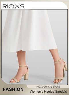 RIOXS Women's Chunky Block Heels with Anti-slip Outsole, Open-toe Ankle Strap 8cm Heeled Sandals, Suitable for Parties, Weddings, Daily Wear and Various Occasions, Perfect for Elevating Style and Confidence  - Image 2
