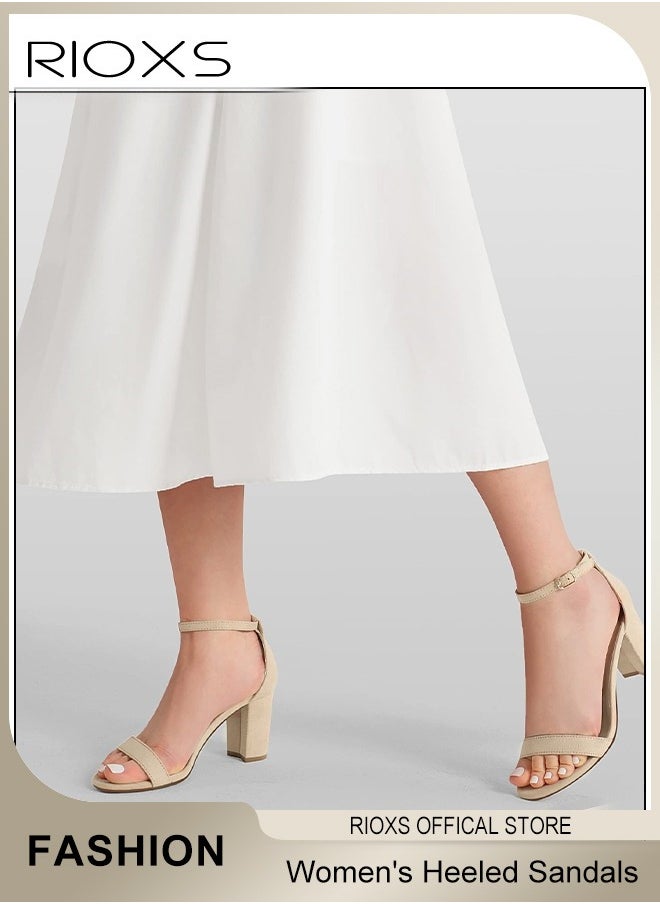 RIOXS - Women's Chunky Block Heels with Anti-slip Outsole, Open-toe Ankle Strap 8cm Heeled Sandals, Suitable for Parties, Weddings, Daily Wear and Various Occasions, Perfect for Elevating Style and Confidence - Image 1