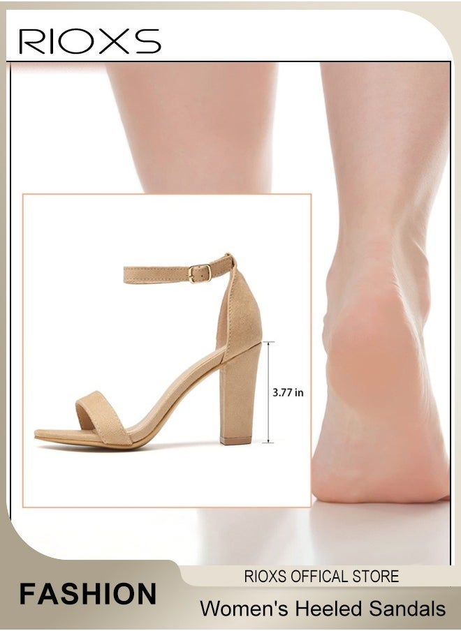RIOXS - Women's Chunky Block Heels with Anti-slip Outsole, Open-toe Ankle Strap 8cm Heeled Sandals, Suitable for Parties, Weddings, Daily Wear and Various Occasions, Perfect for Elevating Style and Confidence - Image 1