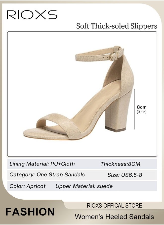 RIOXS - Women's Chunky Block Heels with Anti-slip Outsole, Open-toe Ankle Strap 8cm Heeled Sandals, Suitable for Parties, Weddings, Daily Wear and Various Occasions, Perfect for Elevating Style and Confidence - Image 1