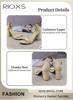 RIOXS Women's Chunky Block Heels with Anti-slip Outsole, Open-toe Ankle Strap 8cm Heeled Sandals, Suitable for Parties, Weddings, Daily Wear and Various Occasions, Perfect for Elevating Style and Confidence  - Image 5