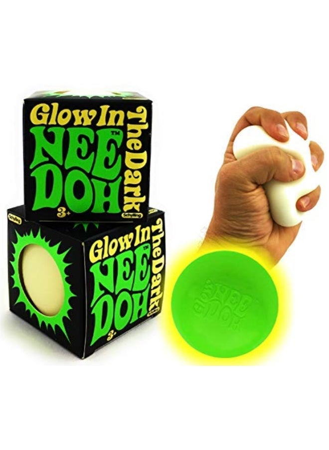 Schylling Schylling NeeDoh Glow in The Dark The Groovy Glowing Glob - Squishy, Squeezy, Stretchy Stress Balls - Set of 2 
