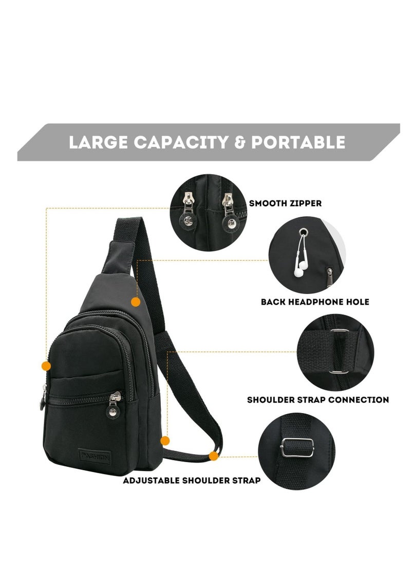 Generic Sling Bag Backpack, Anti Theft Chest Shoulder Bag Crossbody Gym Daypack with Earphone Hole for Outdoor Cycling Travel Hiking Men Women(BLACK)  - Image 2