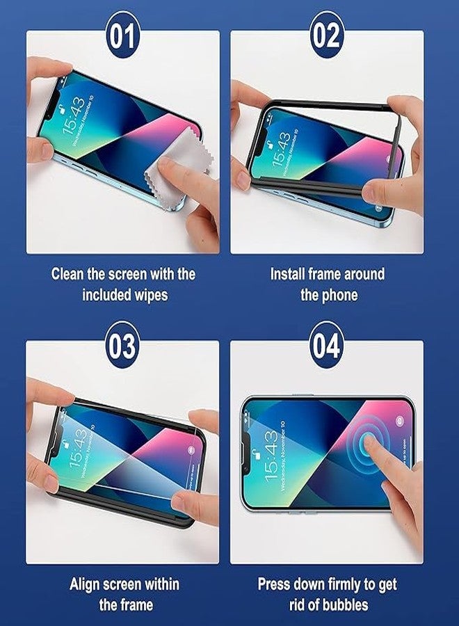 ImpactStrong Shatterproof Tempered Glass Screen Protector for iPhone 14 [Easy Installation Frame] [Bubble Free] [9H Hardness] [Full Coverage] Case Friendly, 6.1 Inch - (3-Pack) - Image 4