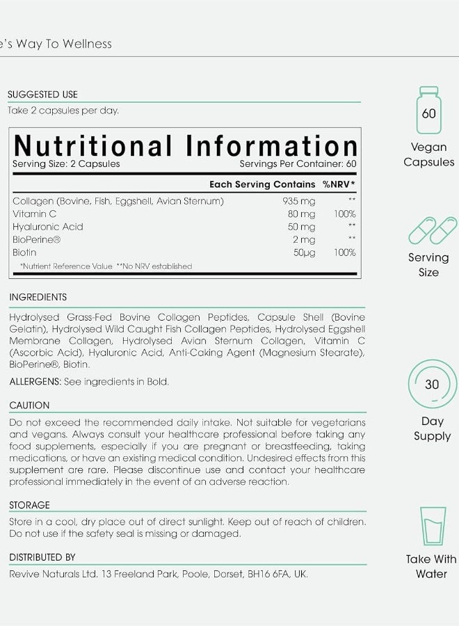 ALPHA01 Multi Collagen Complex 935 mg – Supports Skin, Hair, Nails & Joint Health, Made in UK, 120 Capsules - Image 2