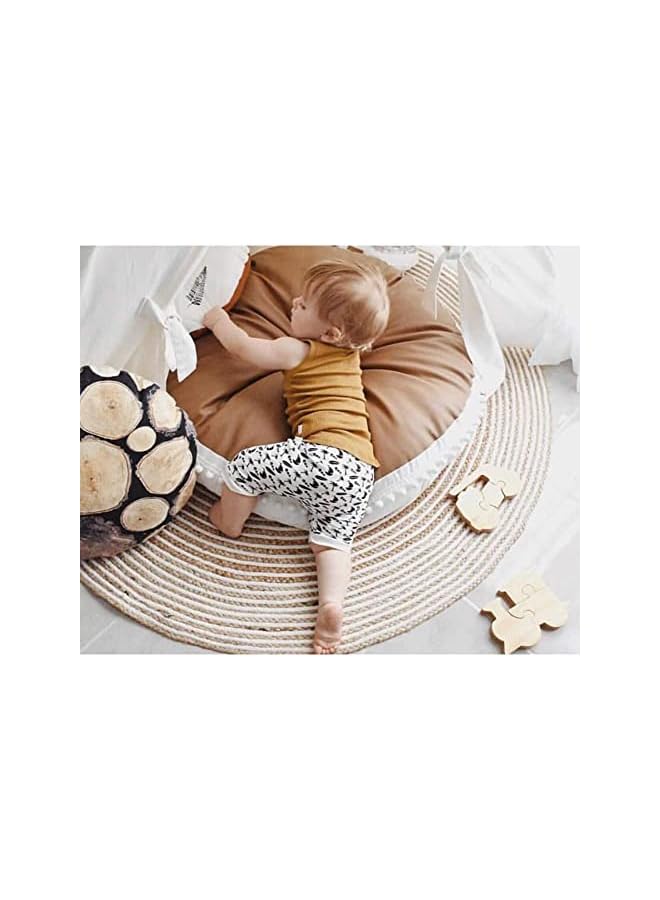 The Bros Large Floor Pillow Kids Floor Cushion Seating, Big Circle Baby Pillow, Round Floor Pillows Seating for Infant Toddler Child, Oversized Pillow Mat for Reading Nook Teepee Playroom Nursery Canopy, Brown - Image 5