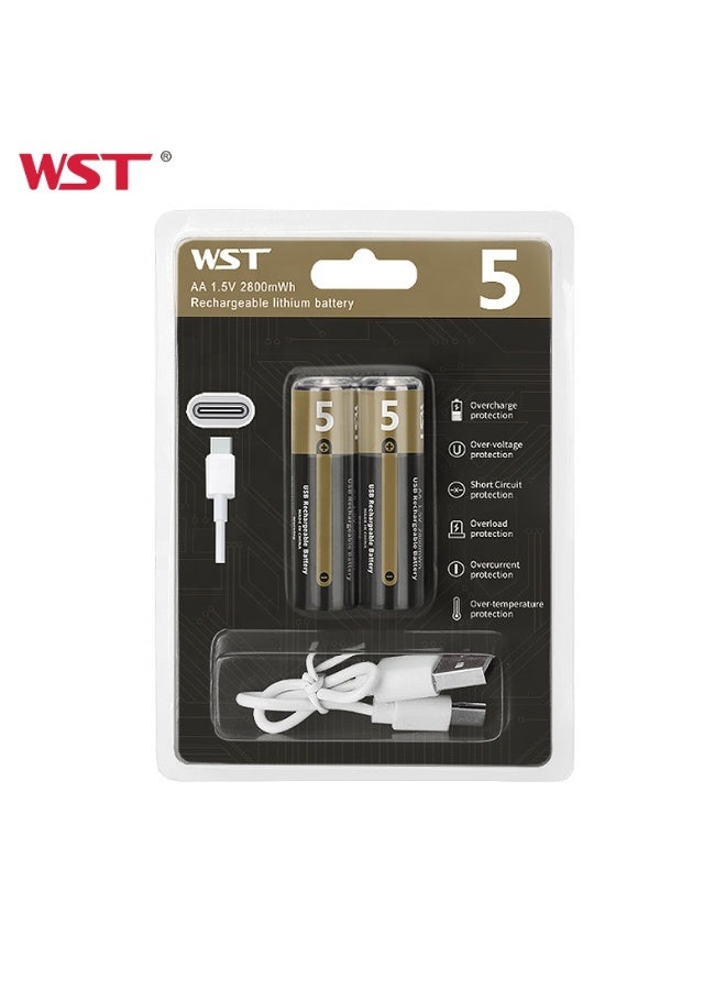 WST AA Rechargeable Batteries 1.5V 2800mWh Big Battery – USB Type-C Charging Lithium Battery – High Capacity, Long Life, Overcharge & Short Circuit Protection - Image 1