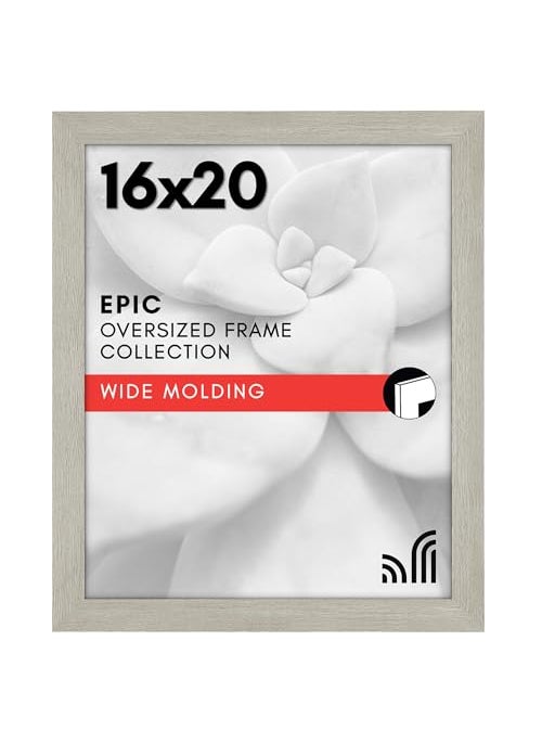 Americanflat Americanflat 16x20 Picture Frame with Polished Plexiglass  Wide Picture Frames Made of Engineered Wood for Vertical or Horizontal Wall Display  Epic Collection  Grey 
