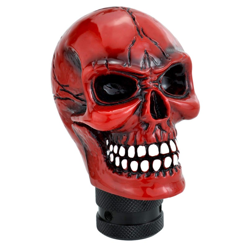 Arenbel Skull Shifter Knobs Racing Gear Stick Replacement Skeleton Shift Lever Handle Fit Most Manual Auto Cars, Red - Image 1