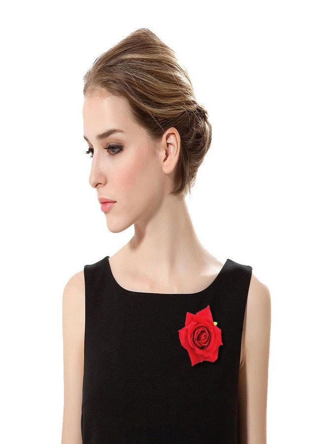 DRESHOW 5 Pcs Rose Hair Clip Flower Bridal Hair Pins Rose Brooch Floral Clips Head Ornament Wedding Hair Accessories Flamenco Dancer Hair Clip for Women Girls - Image 4