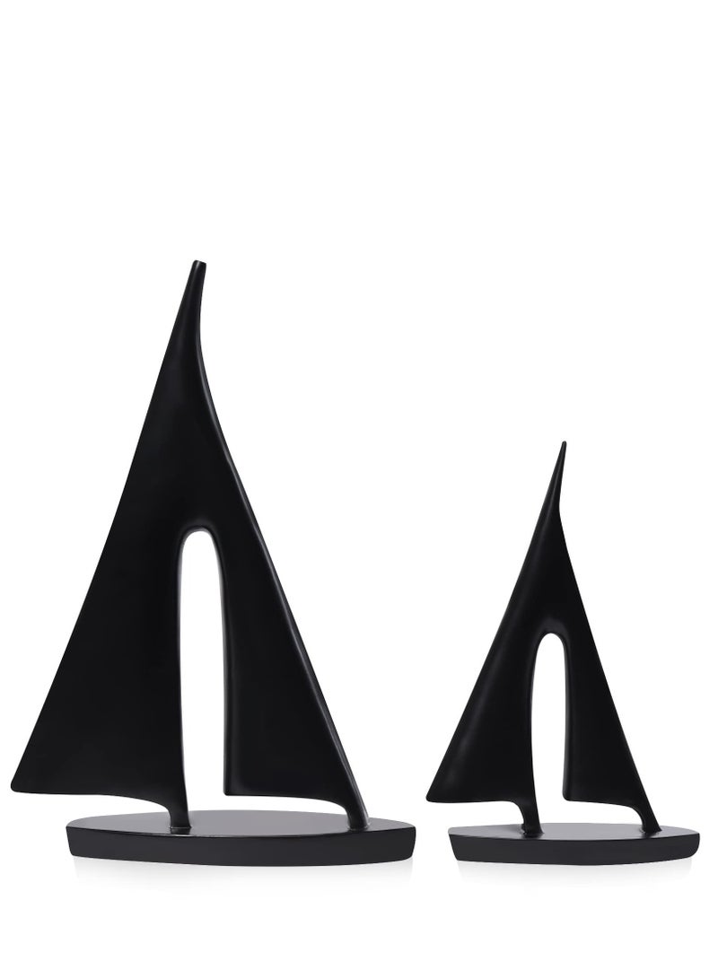 Excefore 2 Pack Modern Sculpture Home Decor Sailboat Decoration Figurine Sailboat Gift Black - Image 1
