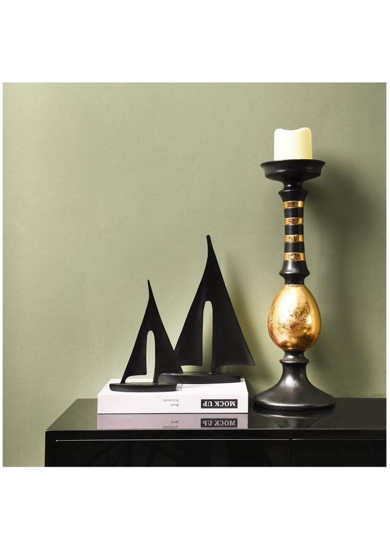 Excefore 2 Pack Modern Sculpture Home Decor Sailboat Decoration Figurine Sailboat Gift Black - Image 3