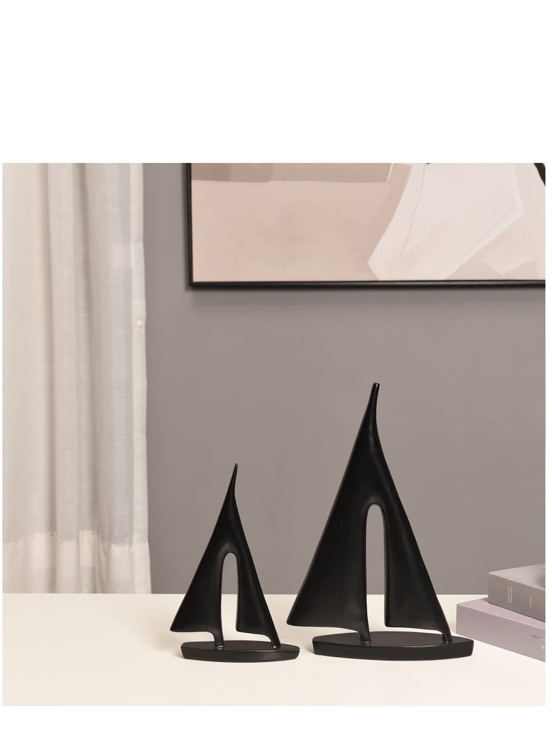 Excefore 2 Pack Modern Sculpture Home Decor Sailboat Decoration Figurine Sailboat Gift Black - Image 5