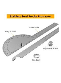 Generic Stainless Steel Protractor, 180 Degrees Two Arm Ruler Adjustable Angle Protractor Woodworking Ruler Craftsman Angle Measure Tool  - Image 4