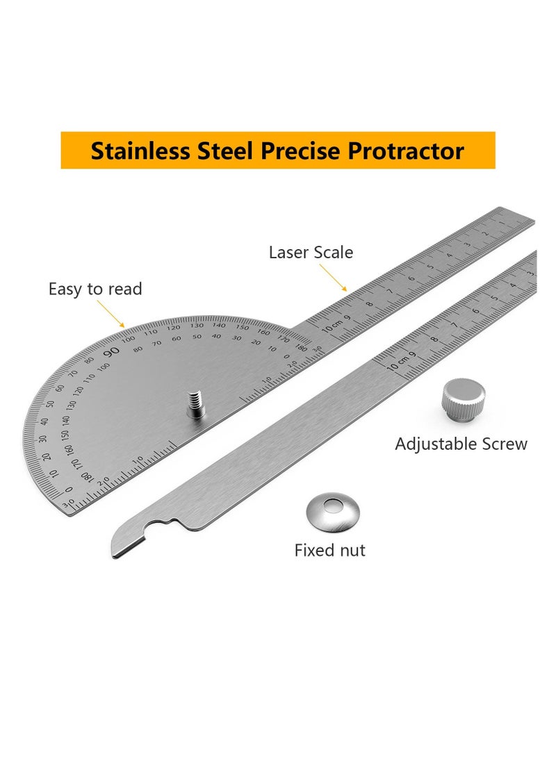 Generic - Stainless Steel Protractor, 180 Degrees Two Arm Ruler Adjustable Angle Protractor Woodworking Ruler Craftsman Angle Measure Tool - Image 1