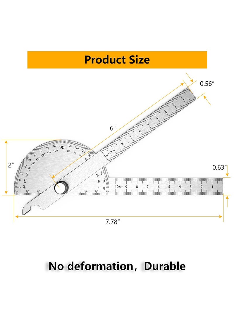 Generic - Stainless Steel Protractor, 180 Degrees Two Arm Ruler Adjustable Angle Protractor Woodworking Ruler Craftsman Angle Measure Tool - Image 1