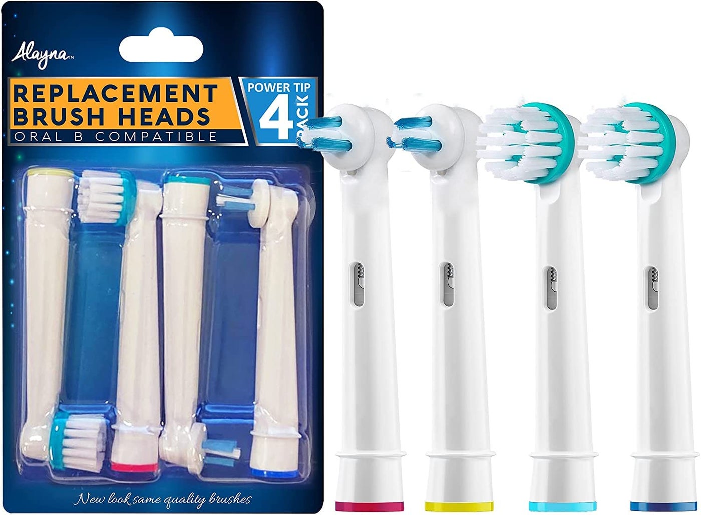 Alayna Oral B Replacement Brush Heads- Generic Oral-B Braun Professional Ortho Brush Head & Power Tip Kit- Pk. Of 4 Compatible Orthodontic Electric Toothbrush Heads