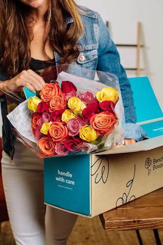 Benchmark Bouquets - 24 Stem Premium Rainbow Roses (Glass Vase Included) - Fresh Flowers for Delivery - Gift for Graduation, Birthday, Anniversary, Sympathy, Get Well, Congratulations - Image 2