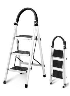DubaiGallery 3 Step Ladder, 3 Step Stool for Adults, 3 Step Ladder Folding Step Stool with Cushioned Handle Step Ladder with Wide Pedal Ergonomic Design  - Image 1