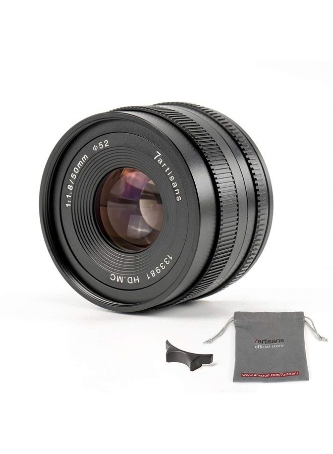 7artisans 50mm F1.8 APS-C Manual Fixed Lens for Fuji Cameras X-A1 X-A10 X-A2,X-A3 X-at X-M1 XM2 X-T1 X-T10 X-T2 X-T20 X-Pro1 X-Pro2 X-E1 X-E2 X-E2s-Black - Image 1