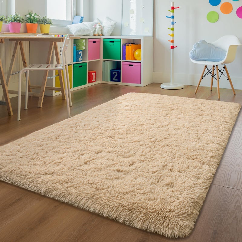 سجاد أنديكور الناعم والف fluffy لغرف النوم 5 × 8 أقدام سجادة داخلية شاجي فخمة للأطفال الأولاد والبنات والرضع وسكن الجامعات وغرفة المعيشة وديكور المنزل سجادة أرضية باللون الجمل
