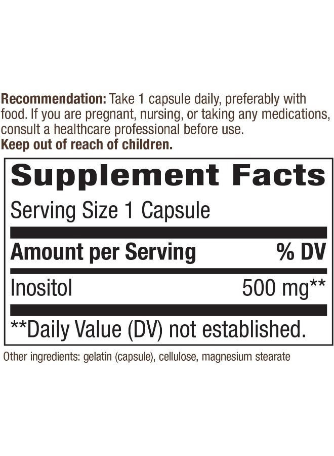 ناتشور واي إينوزيتول من ناتشرز واي، 500 مجم لكل حصة، 100 كبسولة - Image 2