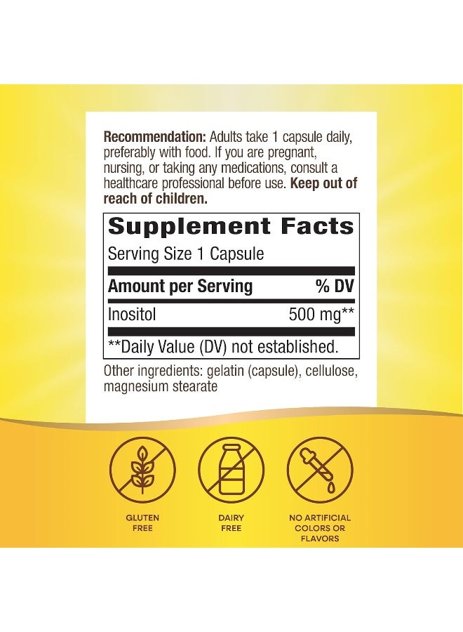 ناتشور واي إينوزيتول من ناتشرز واي، 500 مجم لكل حصة، 100 كبسولة - Image 4