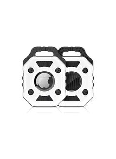 Compatible Soft Silicone Protective Case for Apple Airtag with Keychain Shield Tank GPS Shockproof Cover for Air Tag Device TPU (Black & White)