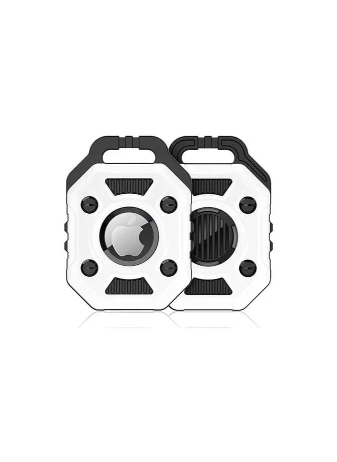 Generic - Compatible Soft Silicone Protective Case for Apple Airtag with Keychain Shield Tank GPS Shockproof Cover for Air Tag Device TPU (Black & White) - Image 1
