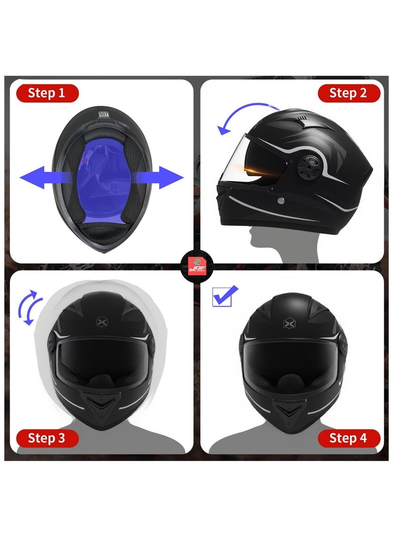 Full-face motorcycle helmet, unisex, personalized electric scooter safety helmet, all-season rider motorcycle full-face helmet, lightweight ABS shell, sports motorcycle helmet. - Image 4