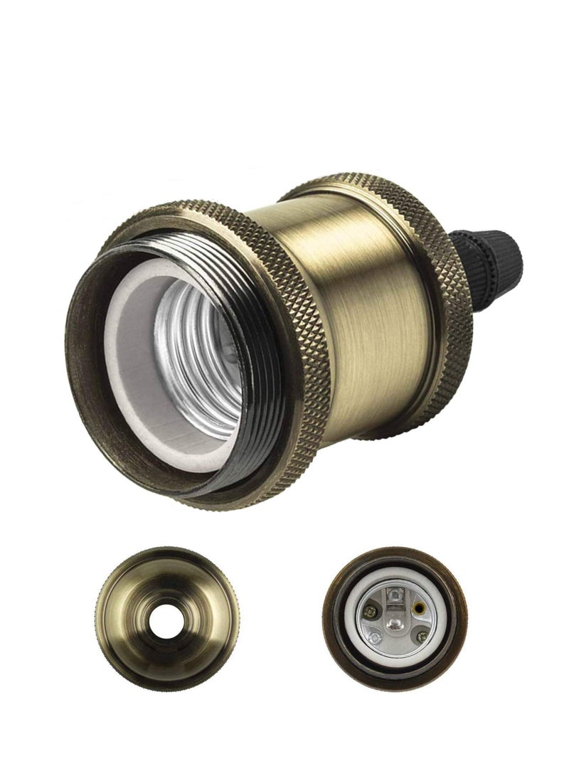 SYOSI Ceiling Pendant & Lamp Holder, Metal Pendant Light Fitting, E27 Lamp Holder, Fitting Set with Braided Fabric Cable (Bronze) - Image 4