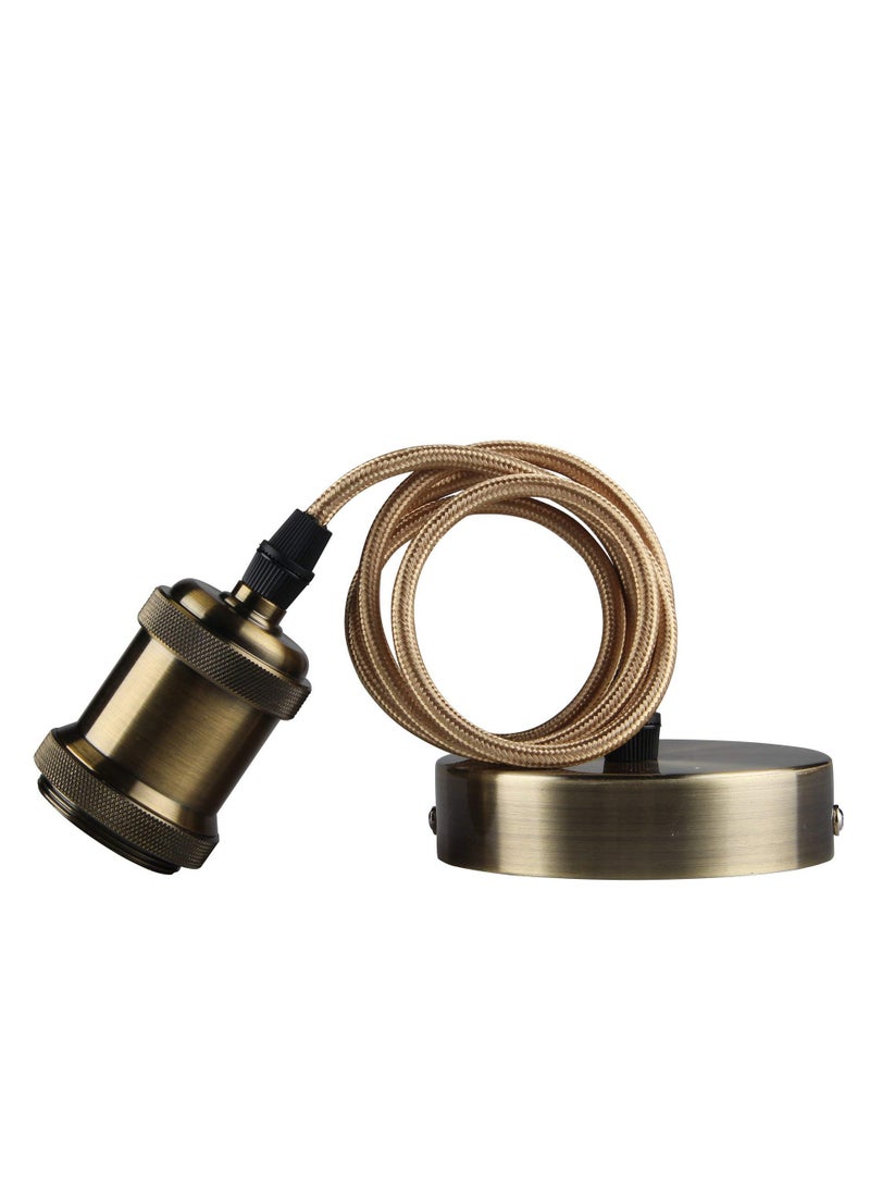 SYOSI Ceiling Pendant & Lamp Holder, Metal Pendant Light Fitting, E27 Lamp Holder, Fitting Set with Braided Fabric Cable (Bronze) - Image 1