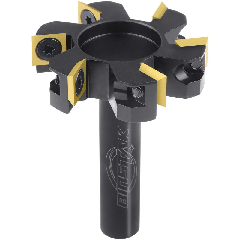 BINSTAK CNC Spoilboard Surfacing Router Bit, 1/2" Shank 2" Cutting Diameter, 6 Wings Carbide Insert Slab Flattening Router Bits Wood Planing Planer Bit - Image 1
