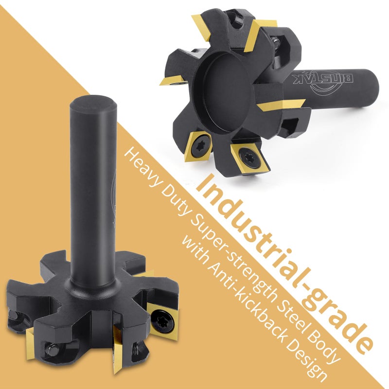 BINSTAK CNC Spoilboard Surfacing Router Bit, 1/2" Shank 2" Cutting Diameter, 6 Wings Carbide Insert Slab Flattening Router Bits Wood Planing Planer Bit - Image 5