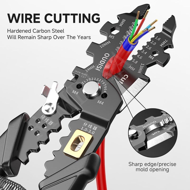 Mossio Wire Stripper and Cutter Pliers Tools For Electrician 25in1 Multifunctional Wire Stripping Cutting and Crimping with Splitting and Winding More Precision Stainless Steel Hand Tool - Image 4