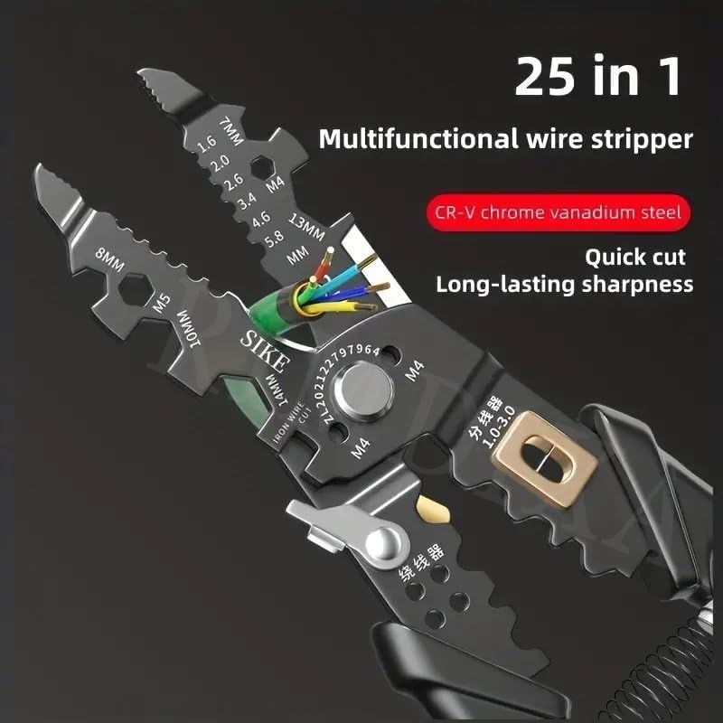 Mossio Wire Stripper and Cutter Pliers Tools For Electrician 25in1 Multifunctional Wire Stripping Cutting and Crimping with Splitting and Winding More Precision Stainless Steel Hand Tool - Image 5